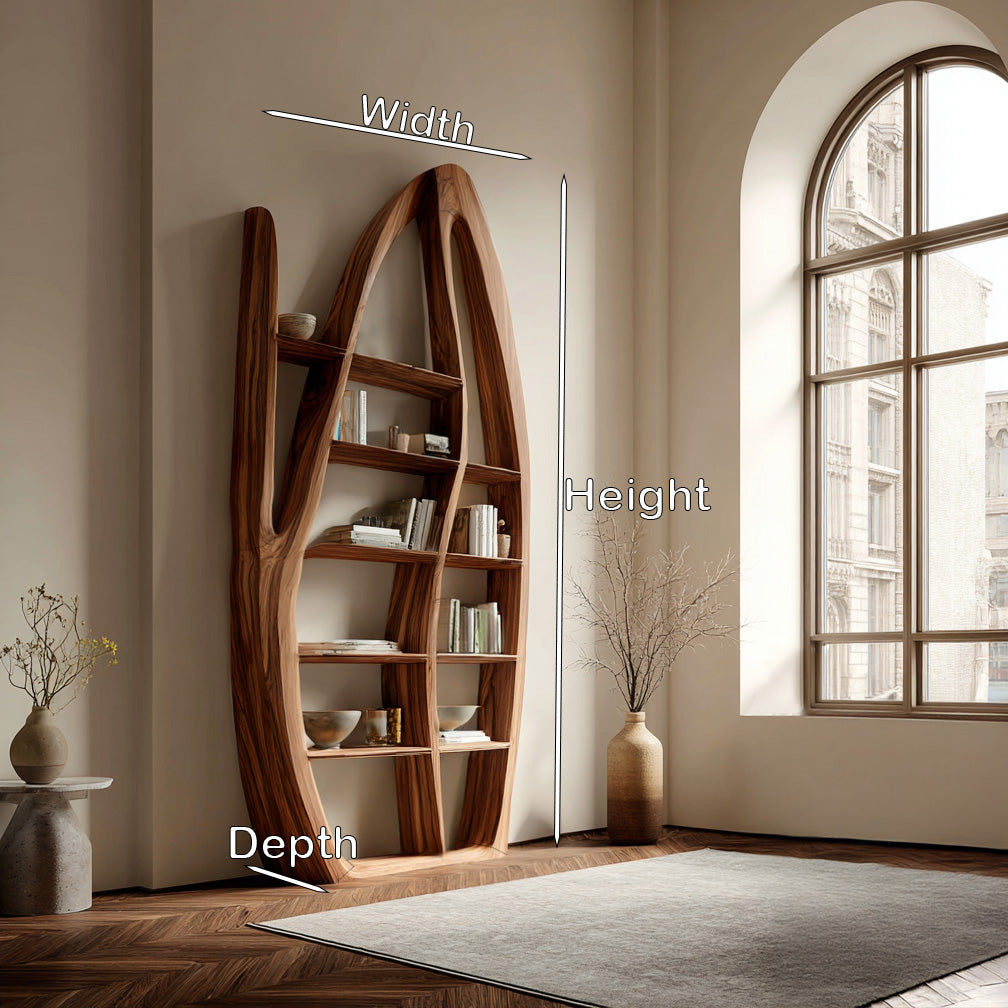 Organic Style Sculptural Wooden Bookshelf For Living Room Lynnsnail
