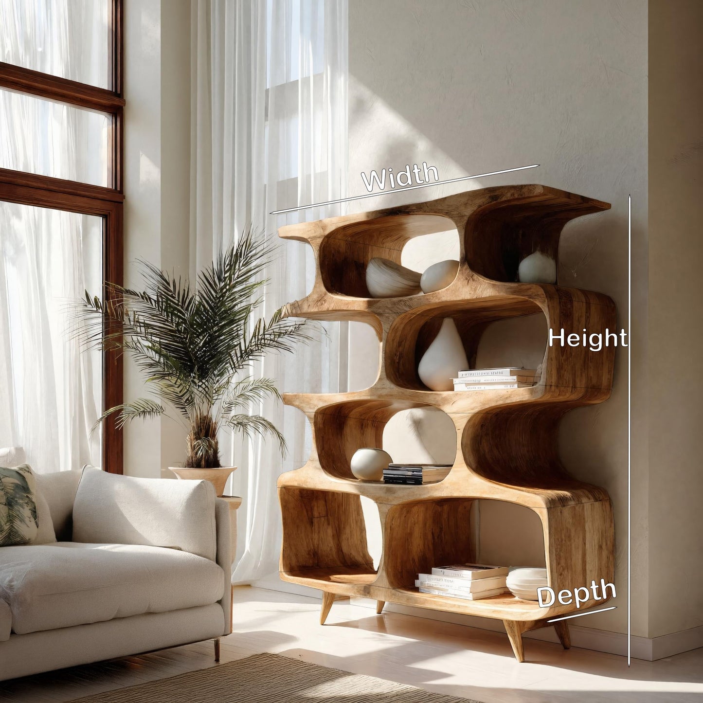 Modern Open Wooden Bookshelf For Beach House Lynnsnail