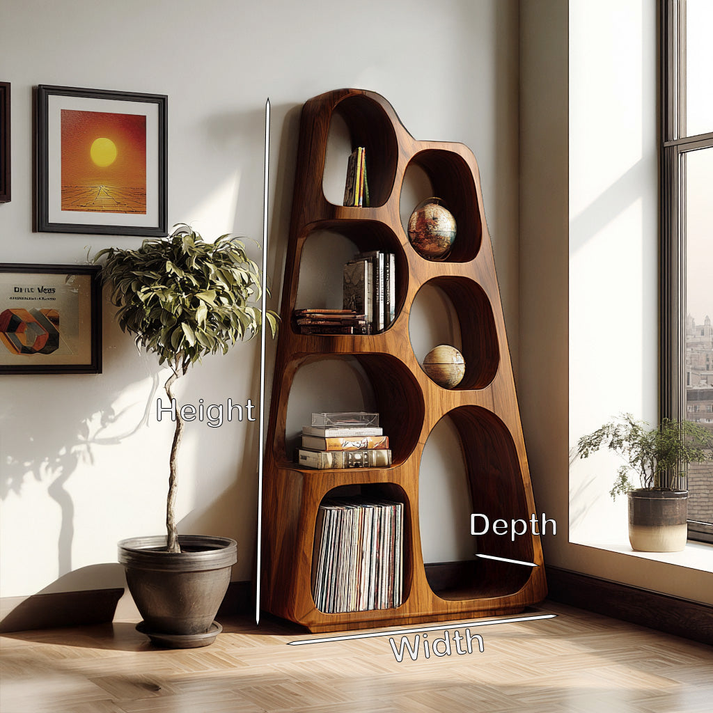 Organic Wooden Bookshelf For Japandi Furniture Decor Lynnsnail