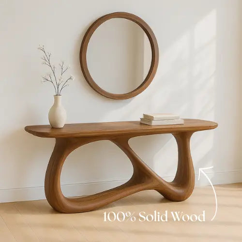 Handcrafted Solid Wood Solace Console Table – Contemporary Organic Design Lynnsnail