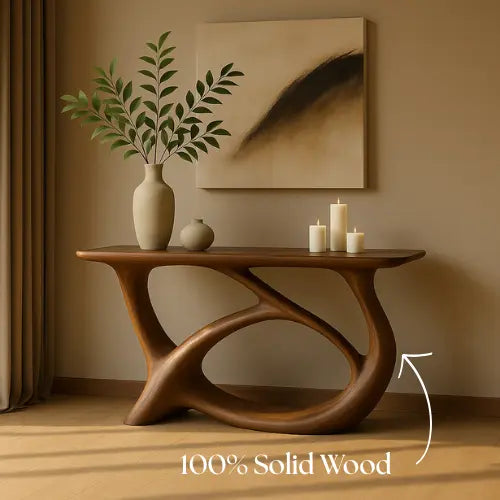 Handcrafted Solid Wood Waveform Console Table – Contemporary Organic Sculpture Lynnsnail