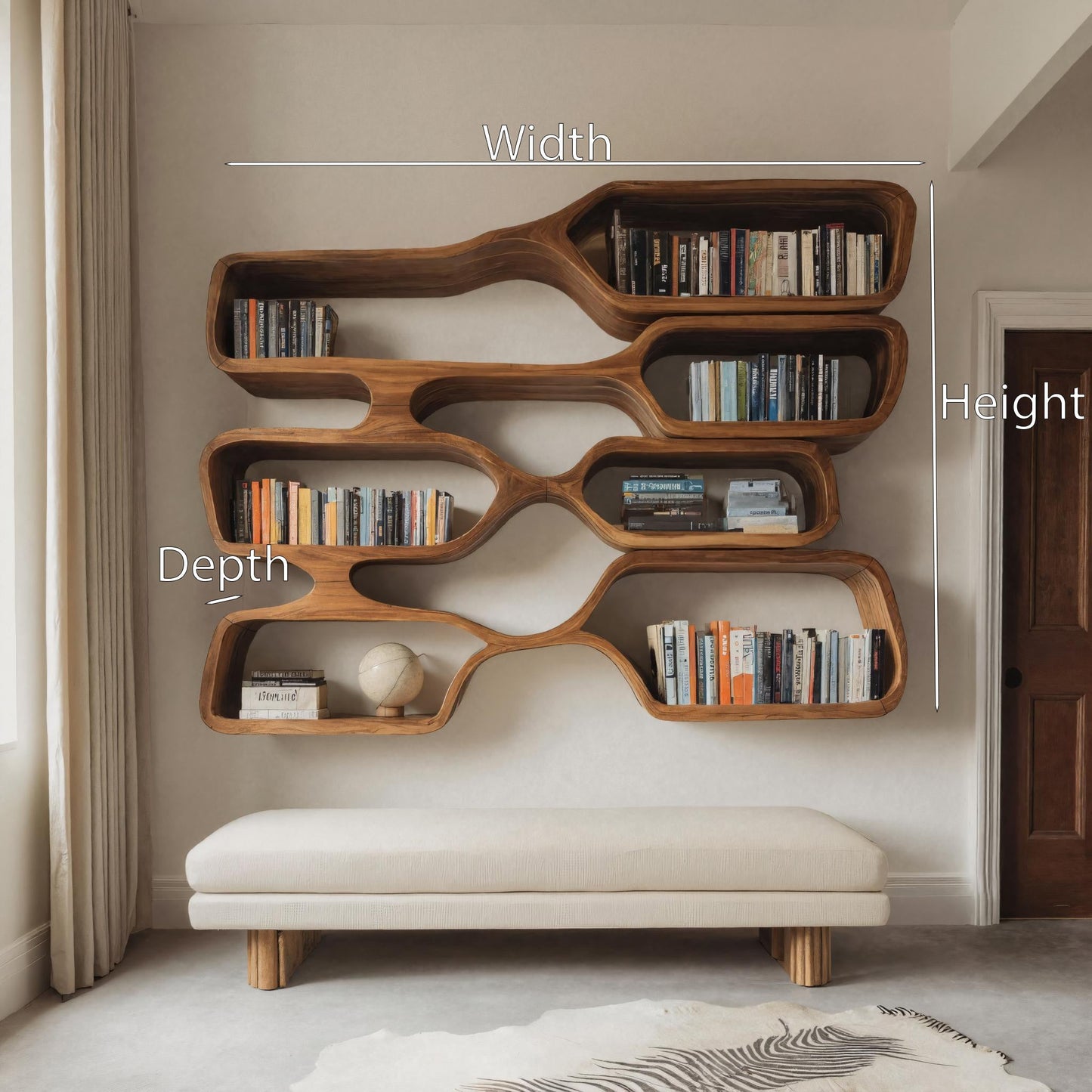 Organic Sculptural Wall Bookcase For Living Room Lynnsnail