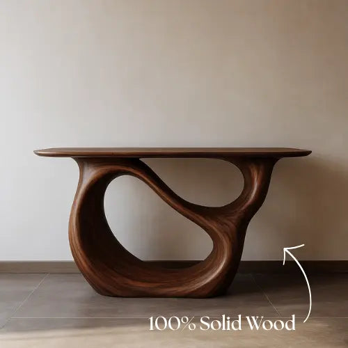 Handcrafted Solid Wood Infinity Console Table – Organic Modern Design Lynnsnail