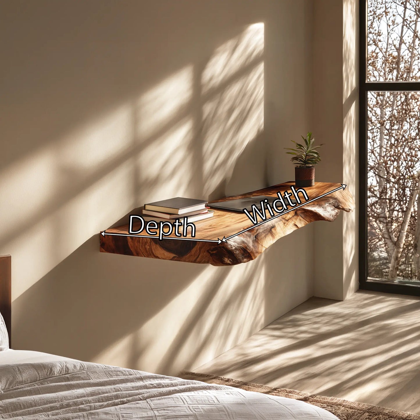 Natural Live Edge Wood Floating Shelf for Modern Wall Decor Lynnsnail