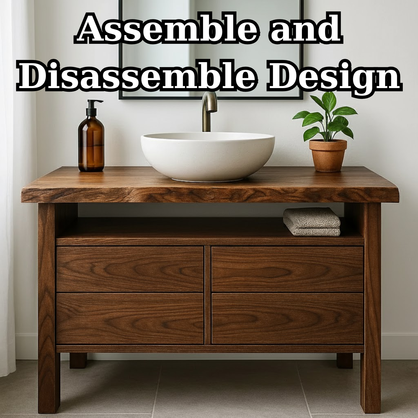 Handcrafted Solid Wood Bathroom Vanity with Live Edge Top and Minimalist Design Lynnsnail