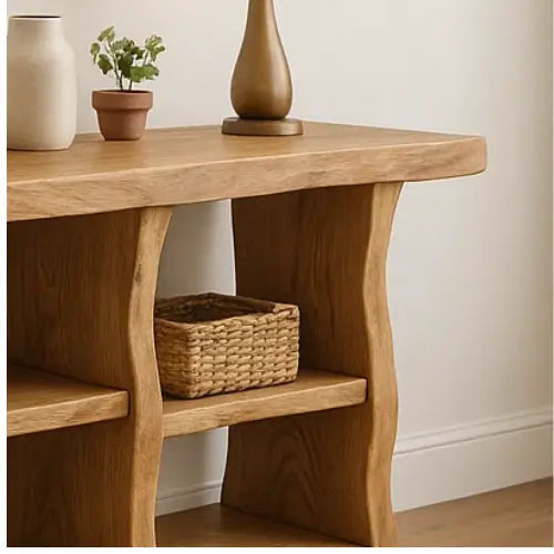 Handcrafted Solid Wood Sculptural Console Table – Organic Modern Design Lynnsnail