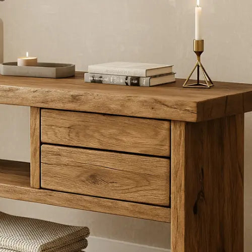 Handcrafted Natural Wood Console Table – Minimal Organic Design Lynnsnail