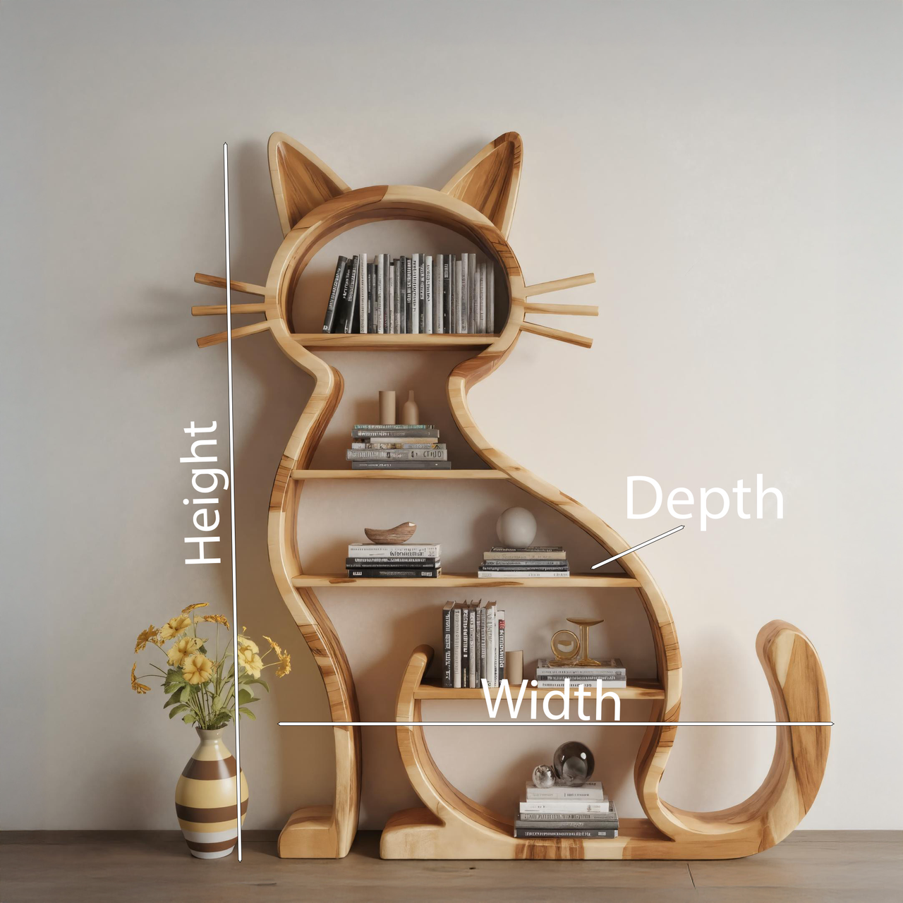 Modern Cat Bookshelf With Playful Design For Living Room Or Playroom Lynnsnail
