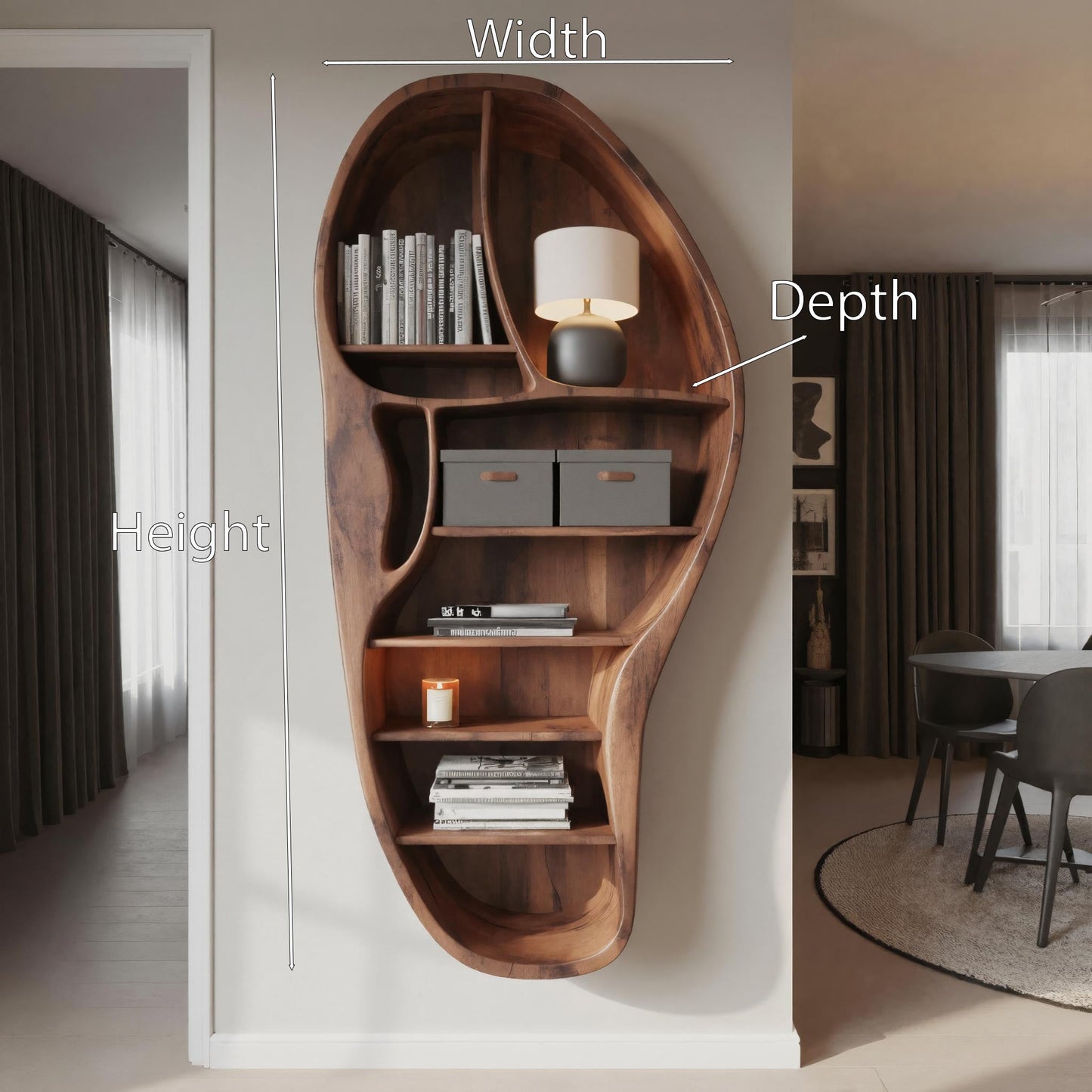 Organic Wall Bookshelf With Sculptural Design For Living Room Or Office Lynnsnail