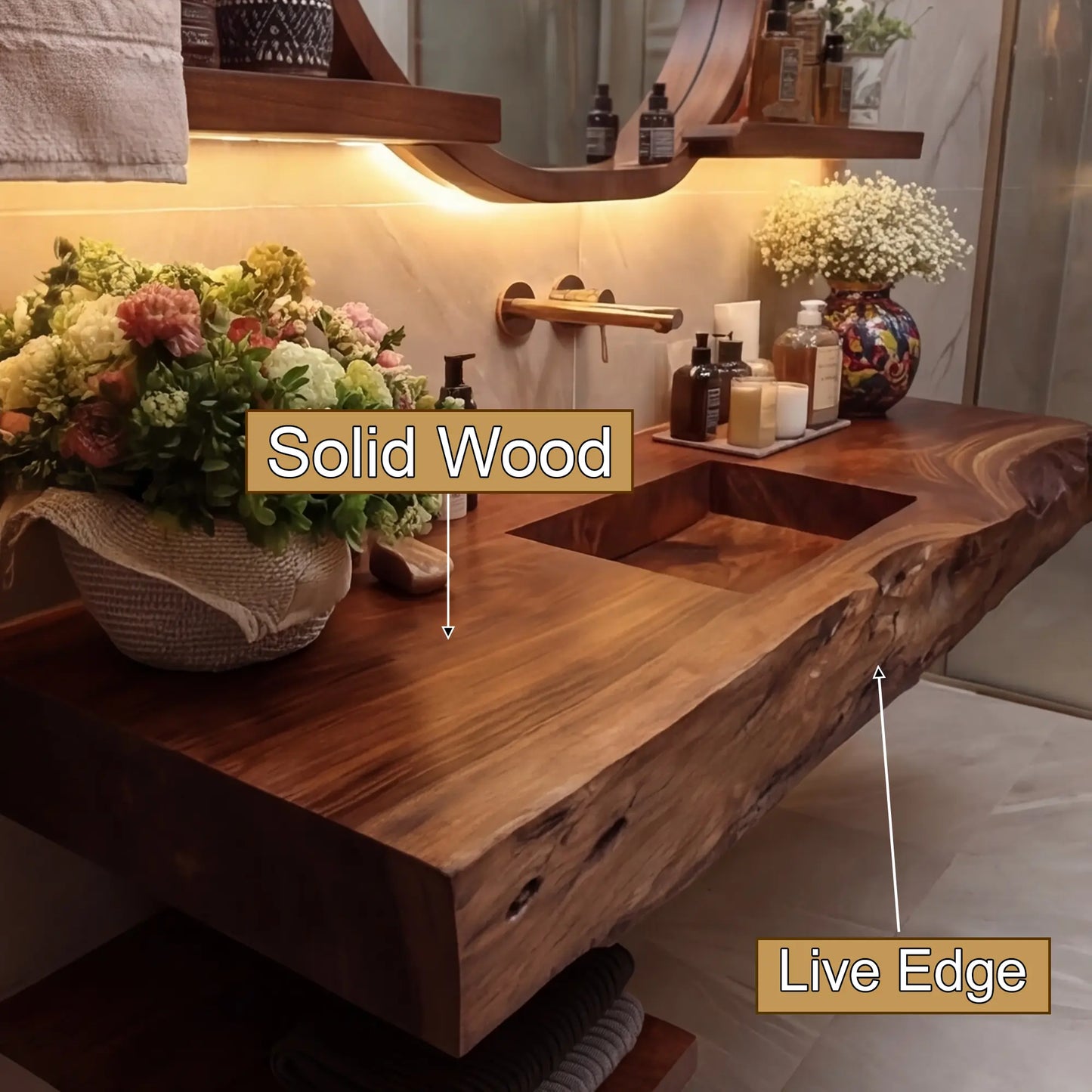 Bravion Live Edge Solid Wood Floating Bathroom Vanity with Integrated Sink SPA912538 Lynnsnail