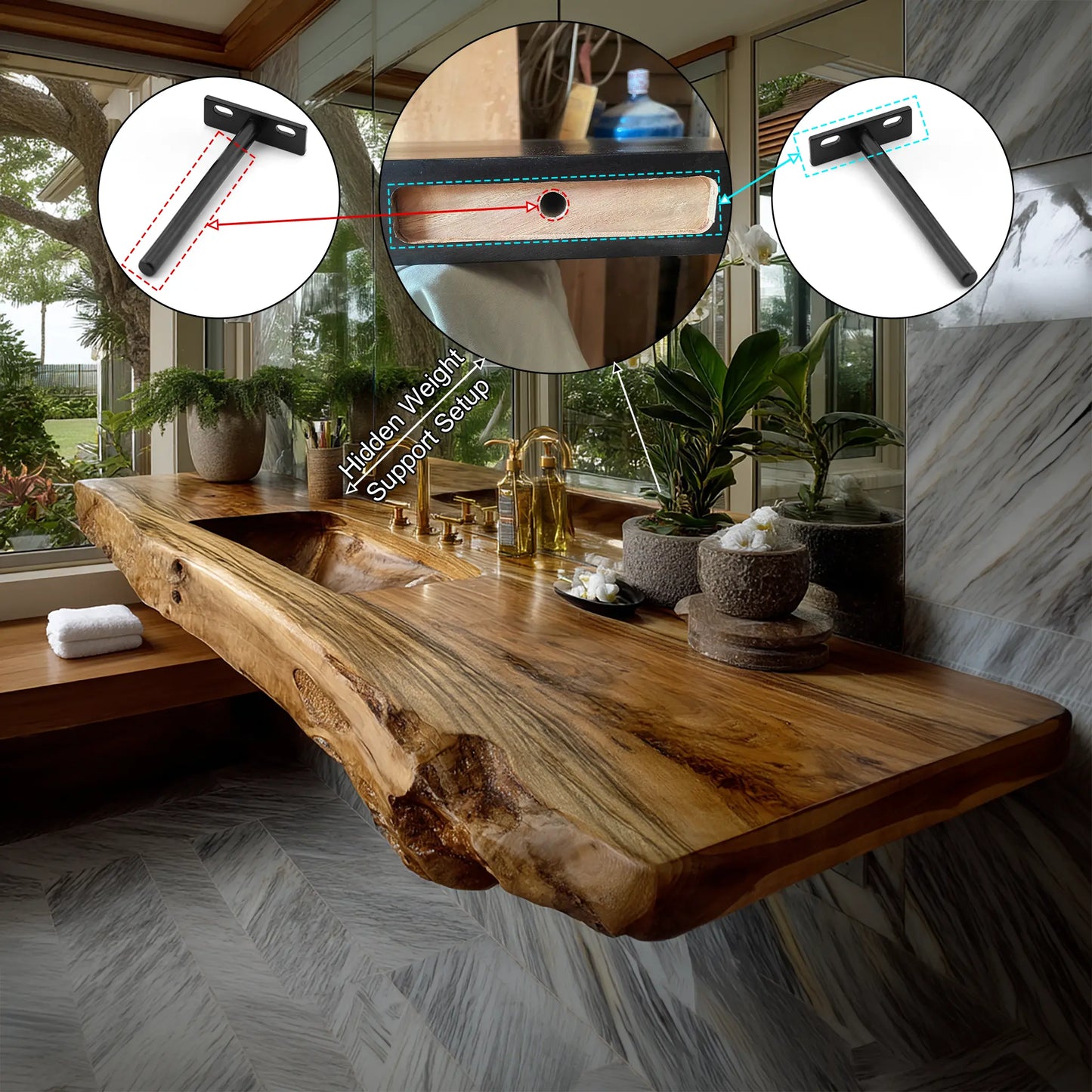 Caelthar Live Edge Solid Wood Floating Bathroom Vanity with Integrated Sink SPA264589 Lynnsnail