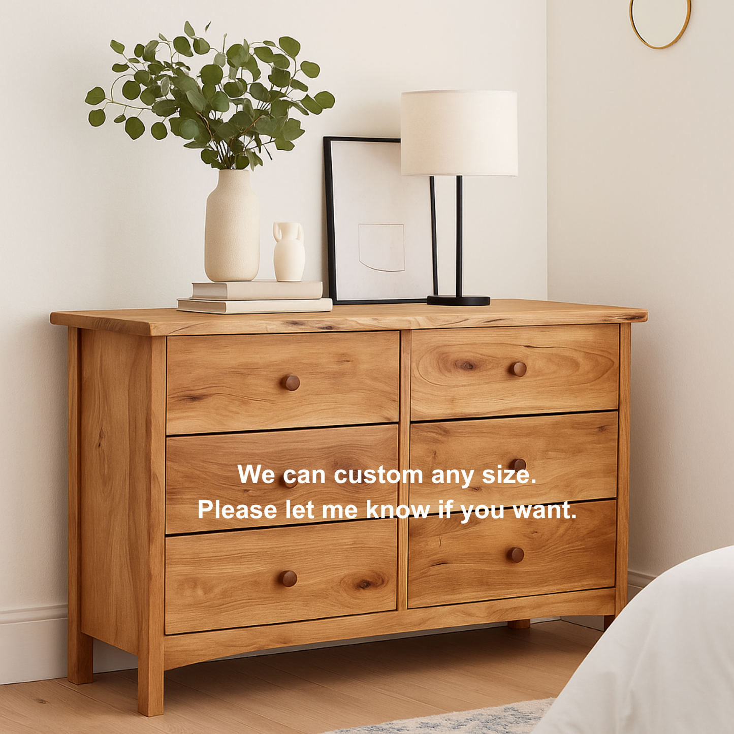 Handcrafted Solid Wood Dresser – Rustic Scandinavian 6 Drawer Chest for Bedroom Storage Lynnsnail