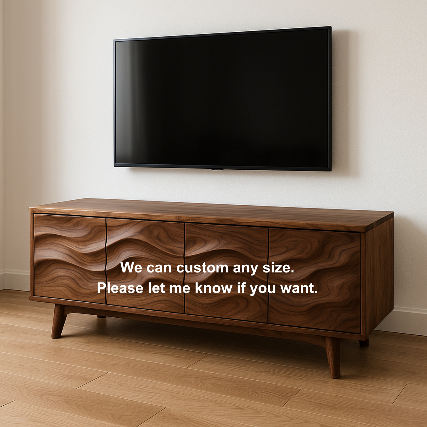 Handcrafted Solid Wood Wavefront TV Stand – Modern Sculptural Media Console Lynnsnail