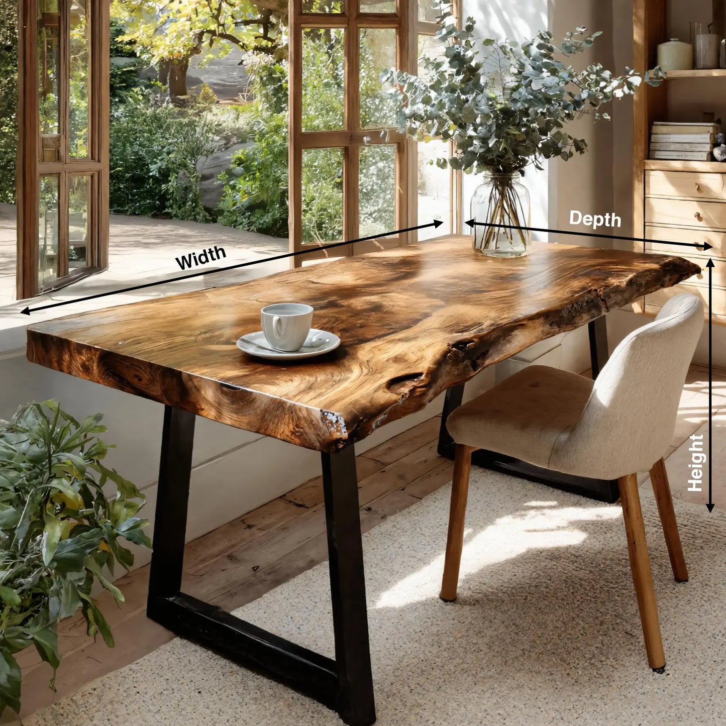 Modern Live Edge Wooden Desk With Metal Legs For Home Office Or Studio Lynnsnail