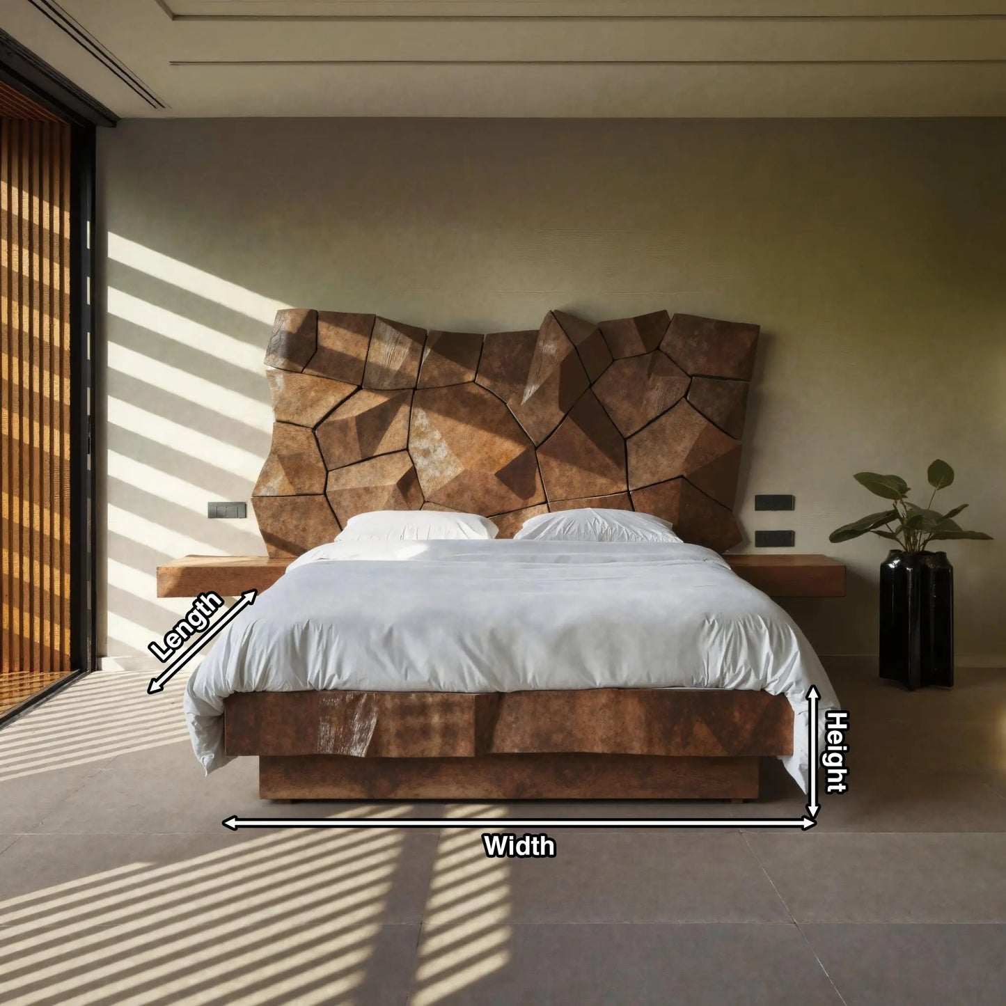 Sculptural Geometric Bed Frame For Modern Bedroom Lynnsnail