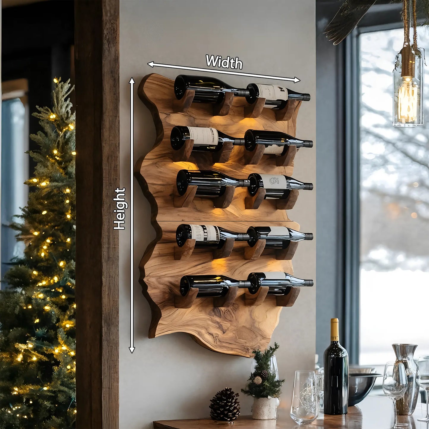 Farmhouse Wooden Live Edge Wine Holder For Furniture Decor Lynnsnail