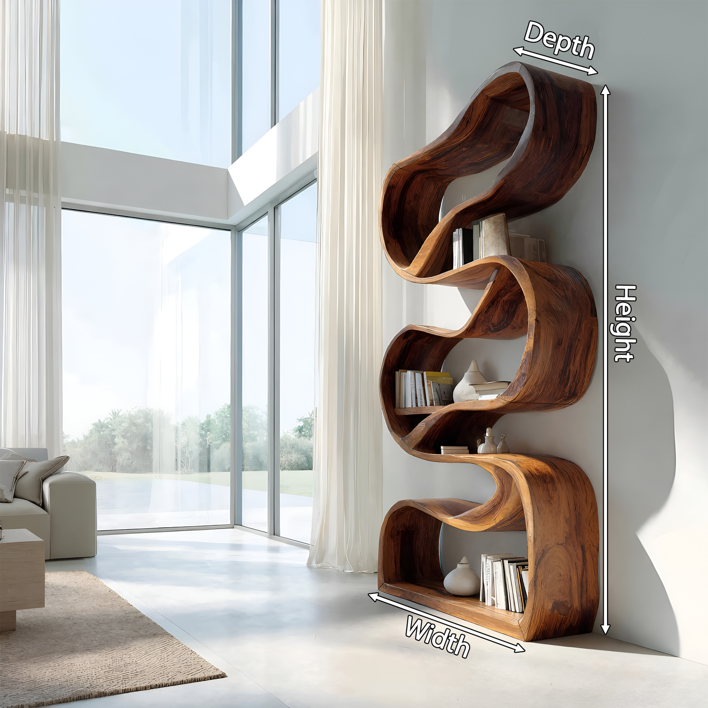 Modern Sculptural Bookcase Statement Design For Hallway Lynnsnail