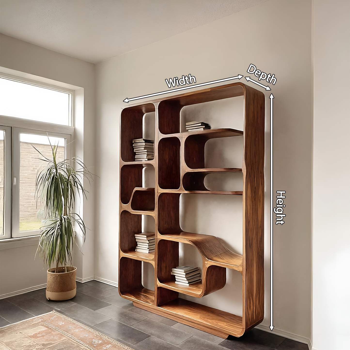 Modern Sculptural Bookshelf For Living Decor Or Bedroom Lynnsnail