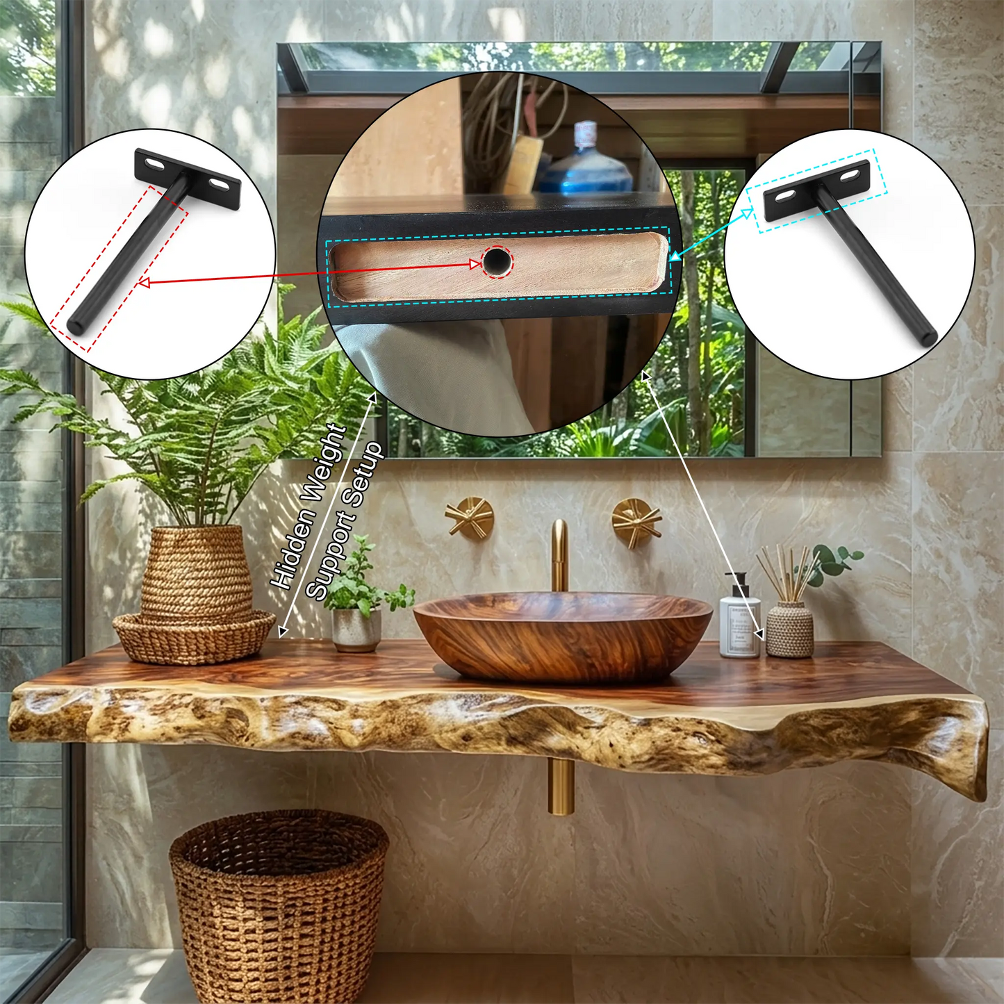 Solvara Live Edge Solid Wood Floating Bathroom Vanity SPA158318 Lynnsnail