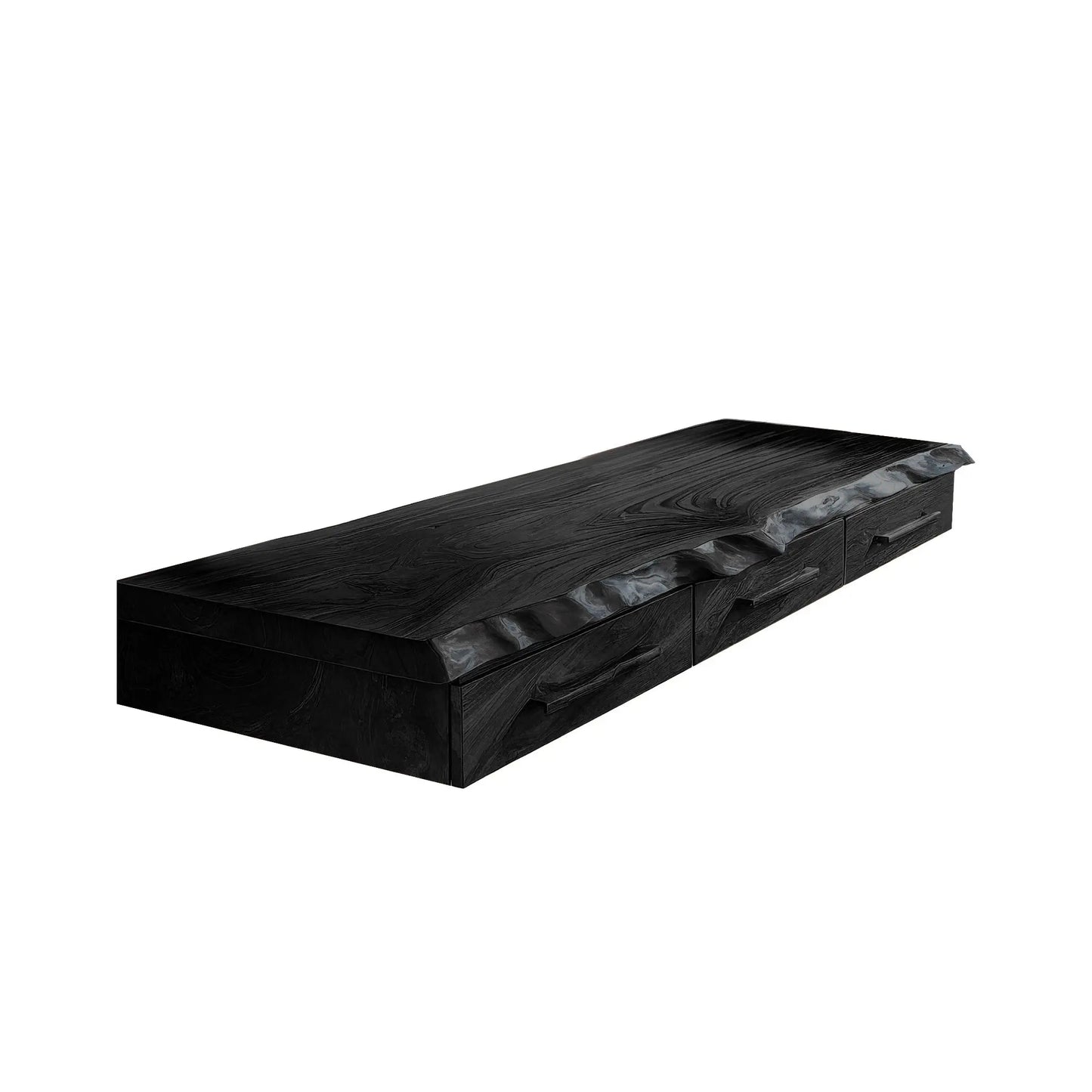 Solvaren Live Edge Solid Wood Floating Desk with Drawers Lynnsnail