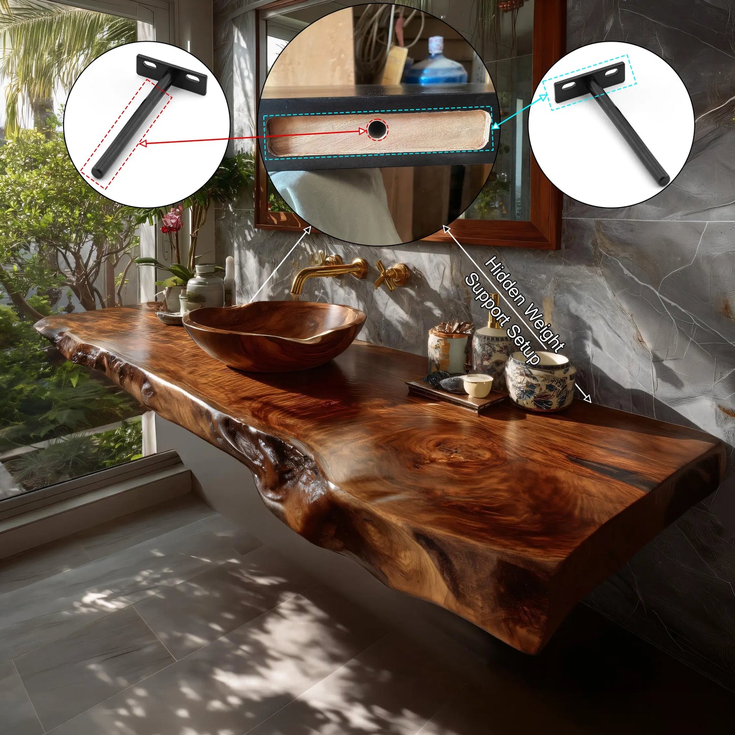Sylvaris Live Edge Solid Wood Floating Bathroom Vanity SPA169453 Lynnsnail