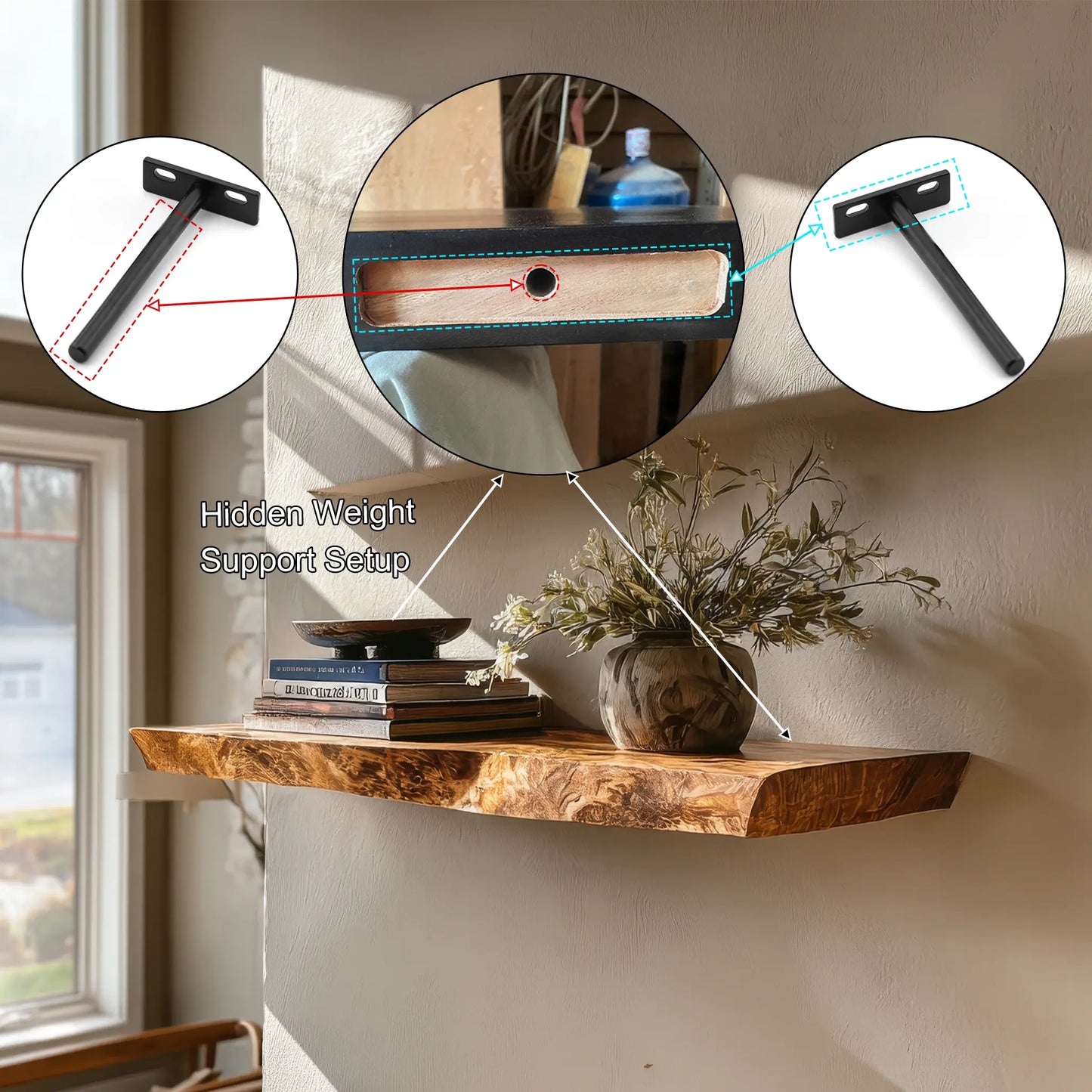 Velthara Live Edge Solid Wood Floating Shelf SPA526984 Lynnsnail