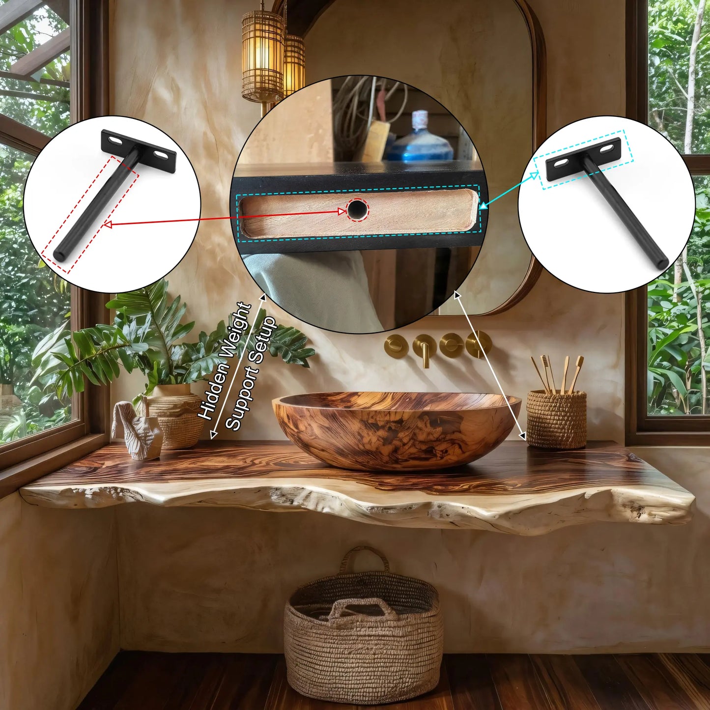 Virella Live Edge Solid Wood Floating Bathroom Vanity SPA128587 Lynnsnail