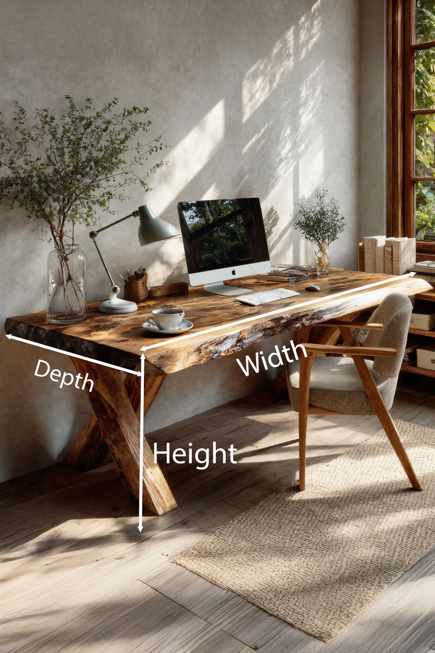 Rustic Live Edge Desk With X Legs For Home Office Lynnsnail