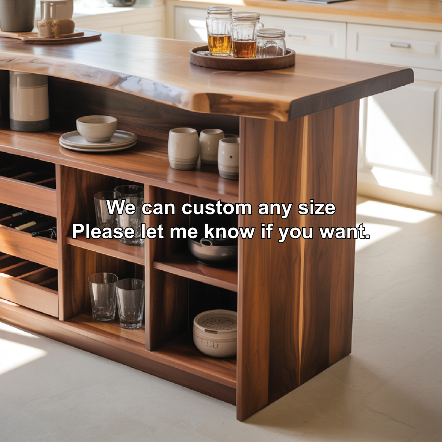Handcrafted Solid Wood Dining Wine Cabinet with Open Shelves and Bottle Storage for Modern Kitchens Lynnsnail