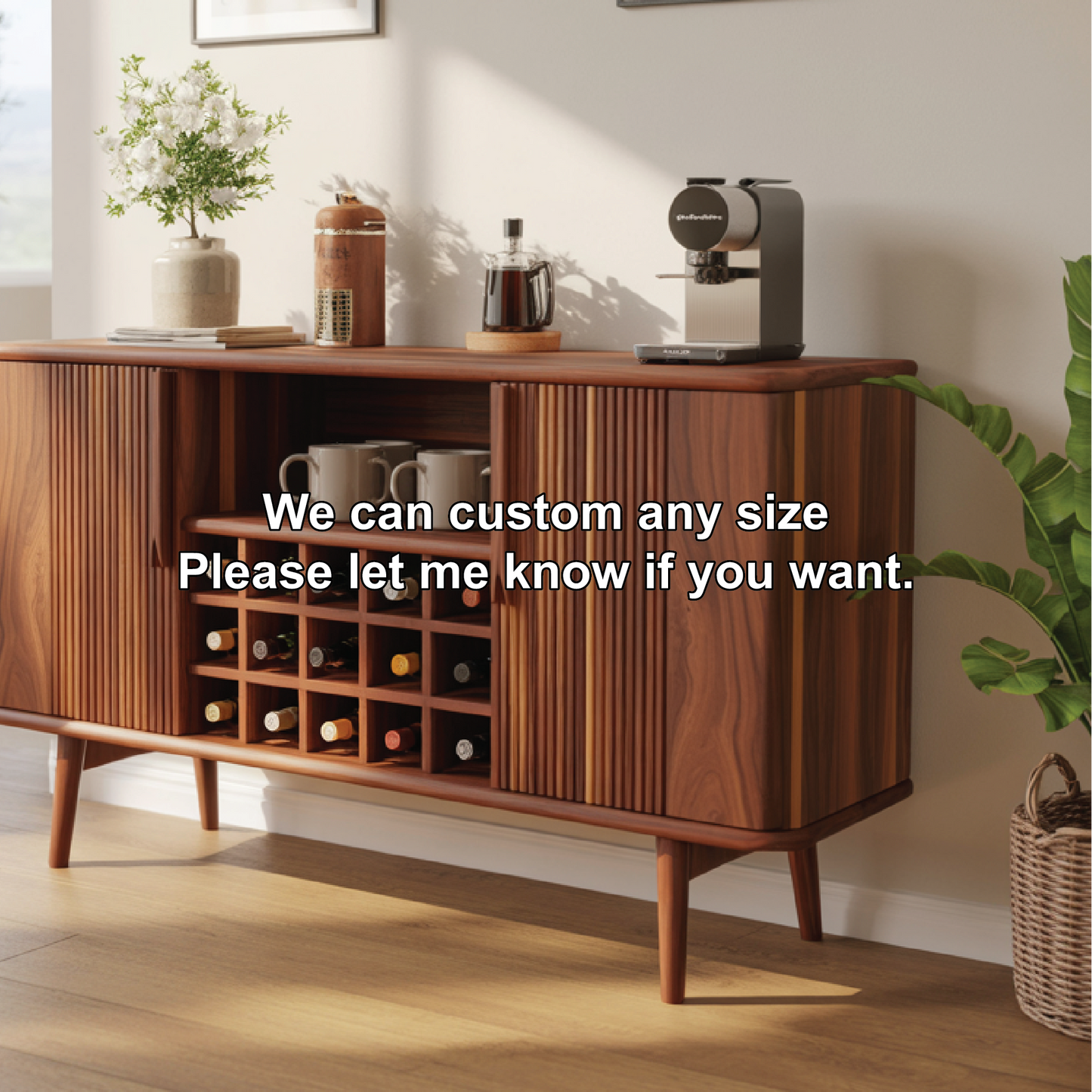 Solid Wood Wine Storage Cabinet with Slatted Doors and Multi-Bottle Rack for Modern Homes Lynnsnail
