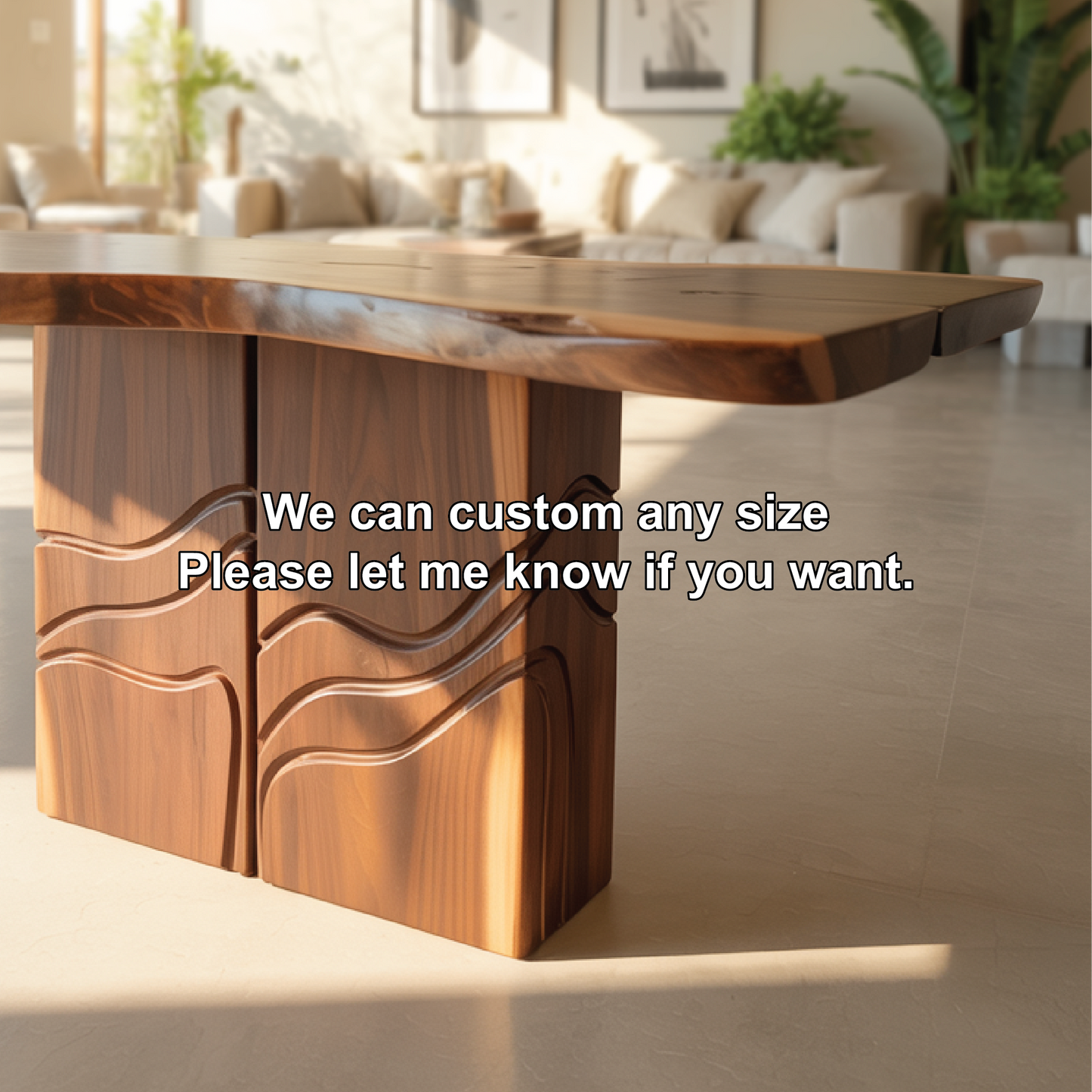 Solid Wood Console Table with Sculpted Base – Handcrafted Live Edge Entryway Furniture Lynnsnail