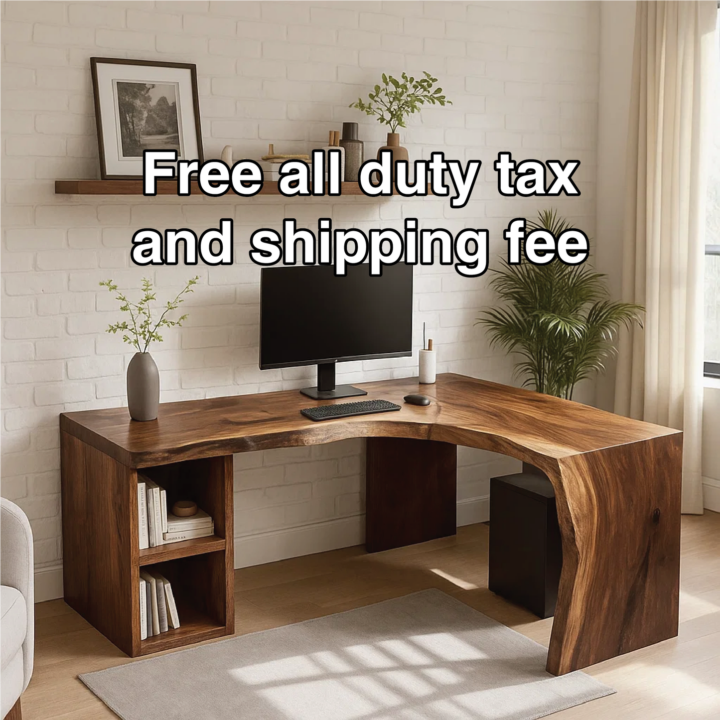 Handcrafted Solid Wood L-Shaped Work Desk – Live Edge Office Table with Modern Organic Design Lynnsnail