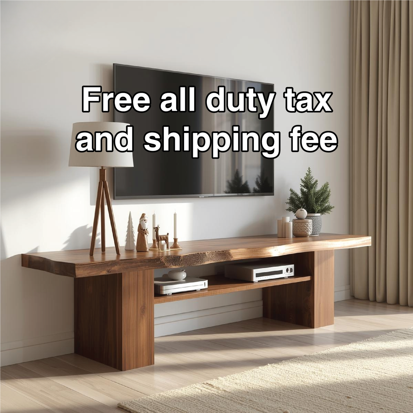 Handcrafted Solid Wood Live Edge TV Stand with Natural Finish for Modern and Rustic Interiors Lynnsnail