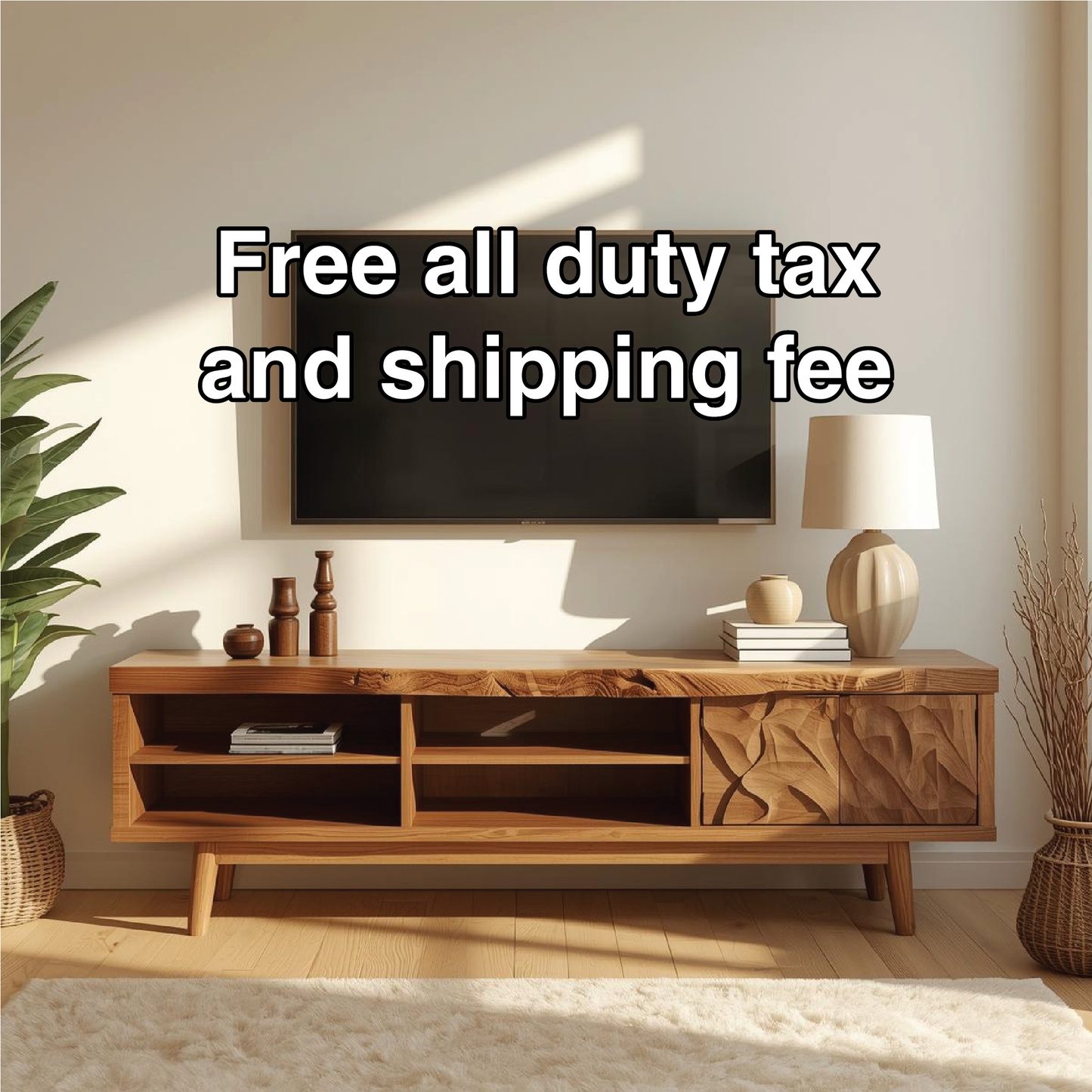 Handcrafted Solid Wood TV Stand with Artistic Carved Doors and Open Shelving for Modern Homes Lynnsnail
