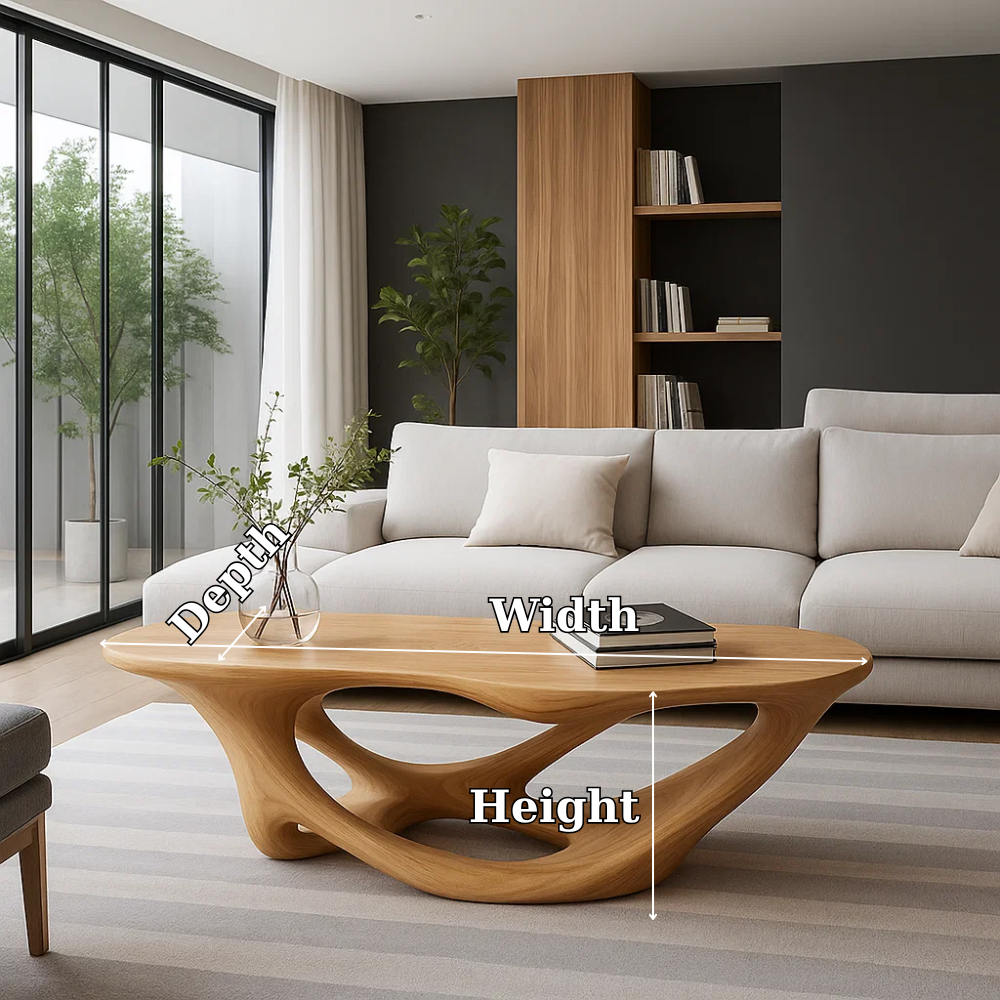 Handcrafted Solid Wood Coffee Table with Sculptural Organic Base – Modern Living Room Design Lynnsnail