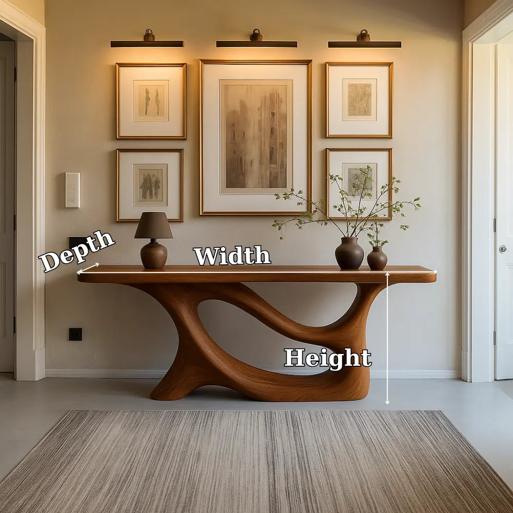 Handcrafted Solid Wood Console Table with Artistic Flow Base – Modern Entryway Furniture Lynnsnail