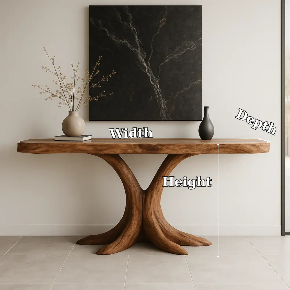 Handcrafted Solid Wood Console Table with Root-Inspired Base – Organic Modern Entryway Lynnsnail