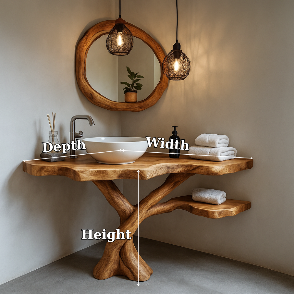 Handcrafted Solid Wood Bathroom Vanity – Artistic Live Edge Design for Modern Natural Spaces Lynnsnail