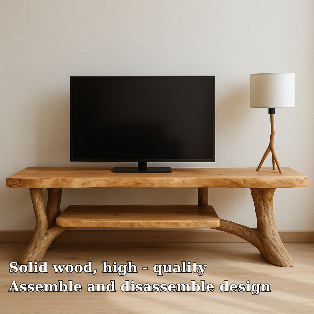 Handcrafted Solid Wood TV Stand – Natural Live Edge Rustic Design for Modern Interiors Lynnsnail