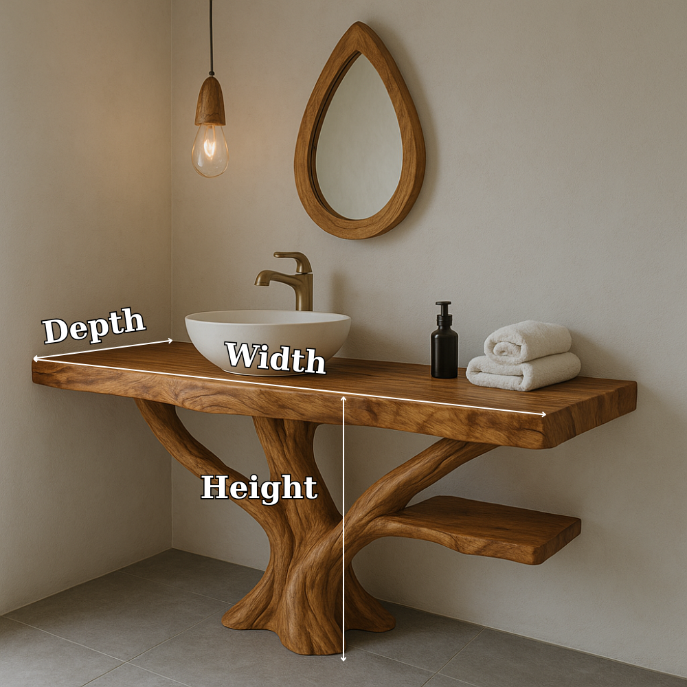 Handcrafted Solid Wood Bathroom Vanity – Sculptural Live Edge Design with Natural Finish Lynnsnail