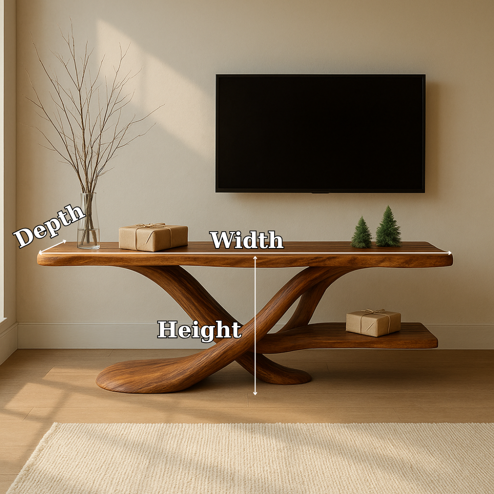 Handcrafted Solid Wood TV Stand – Modern Sculptural Design with Organic Flow and Natural Finish Lynnsnail