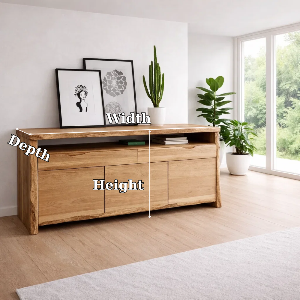 Solid Wood Console Table Modern Sideboard with Storage Cabinet