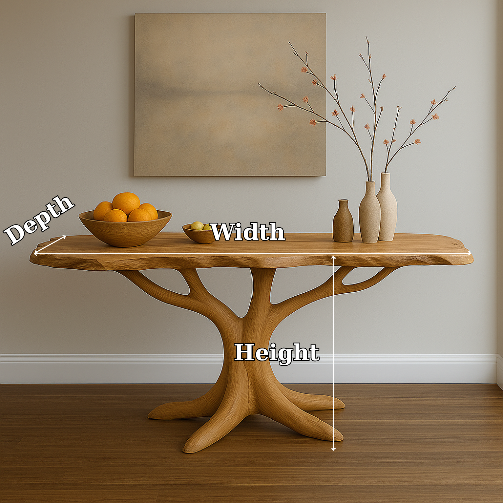Handcrafted Solid Wood Console Table with Organic Tree Shape – Modern Natural Art Furniture Lynnsnail