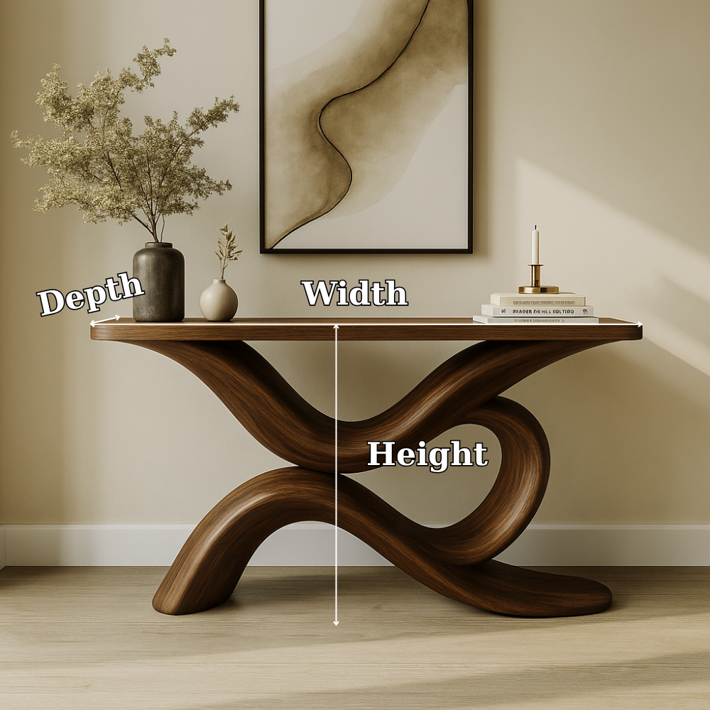 Handcrafted Solid Wood Console Table – Sculptural Modern Design for Entryway or Living Room Lynnsnail