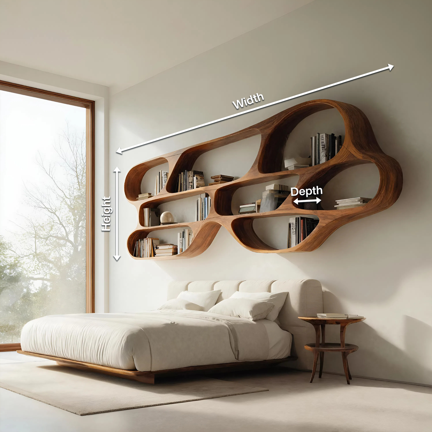 Organic Wall Bookcase For Bedroom Interior Design Lynnsnail