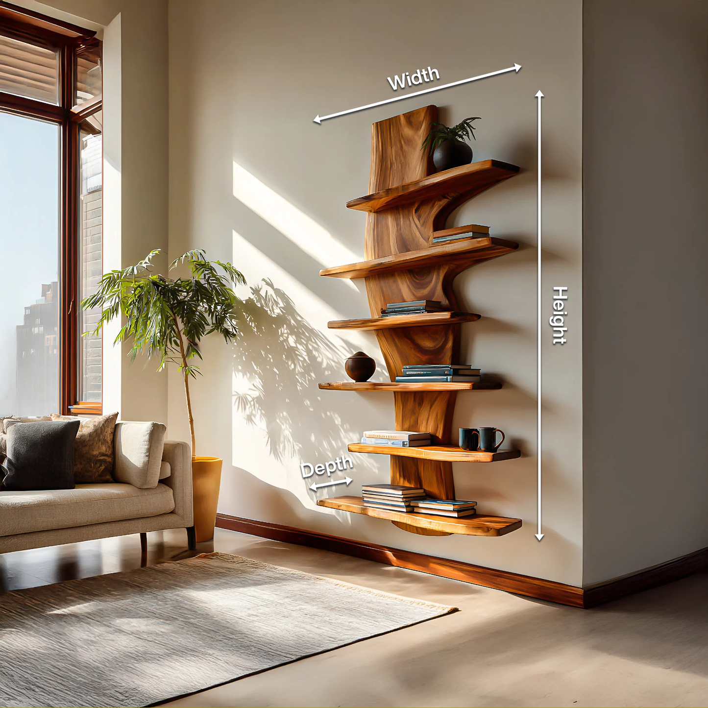 Modern Wooden Floating Bookshelf For Living Room Decor Lynnsnail