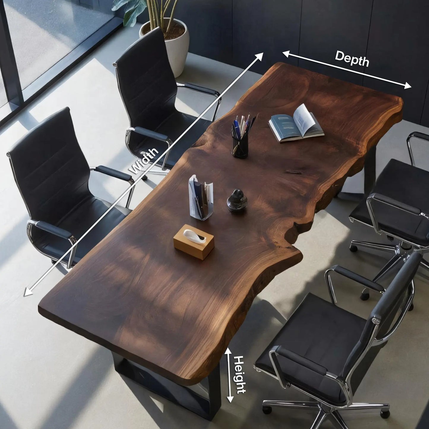 Rustic Live Edge Conference Table For Modern Office Lynnsnail