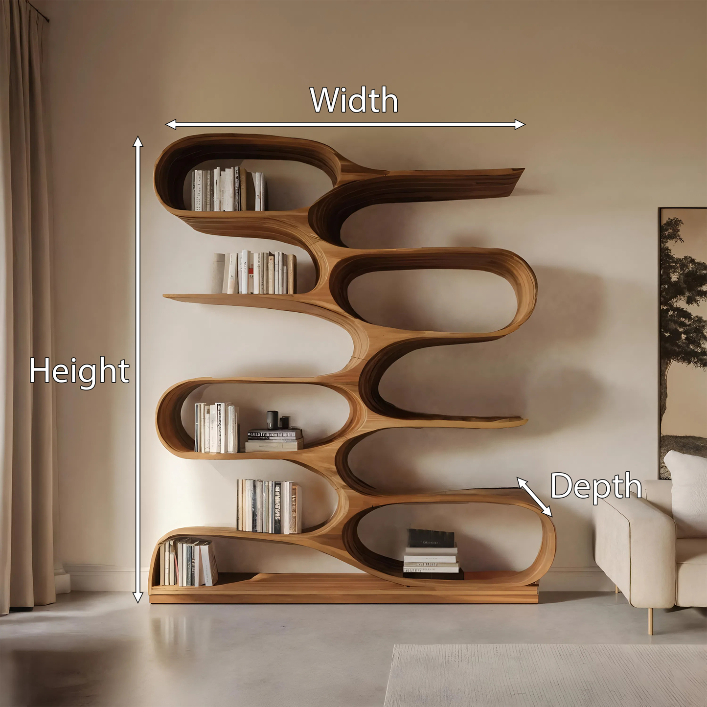 Organic Bookshelf For Living Room Or Home Decor Lynnsnail
