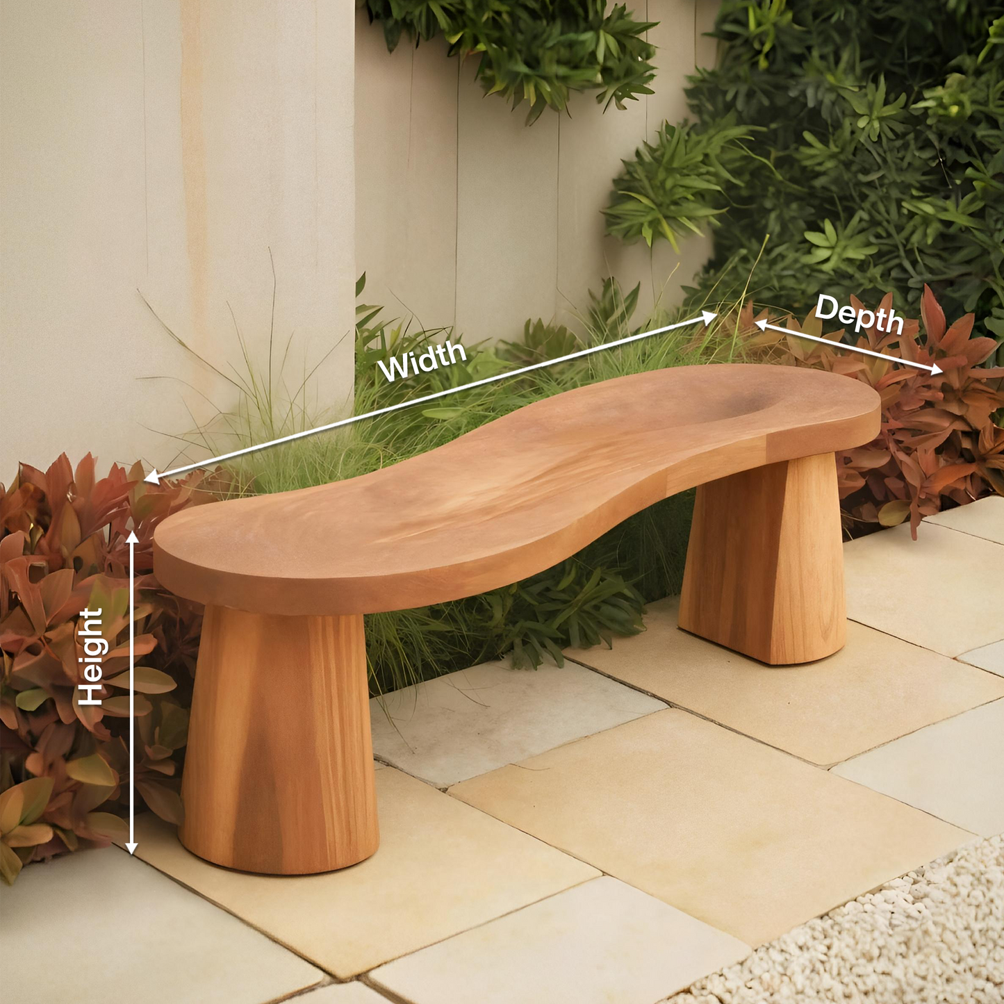 Organic Curved Wood Bench For Garden Or Entryway Lynnsnail