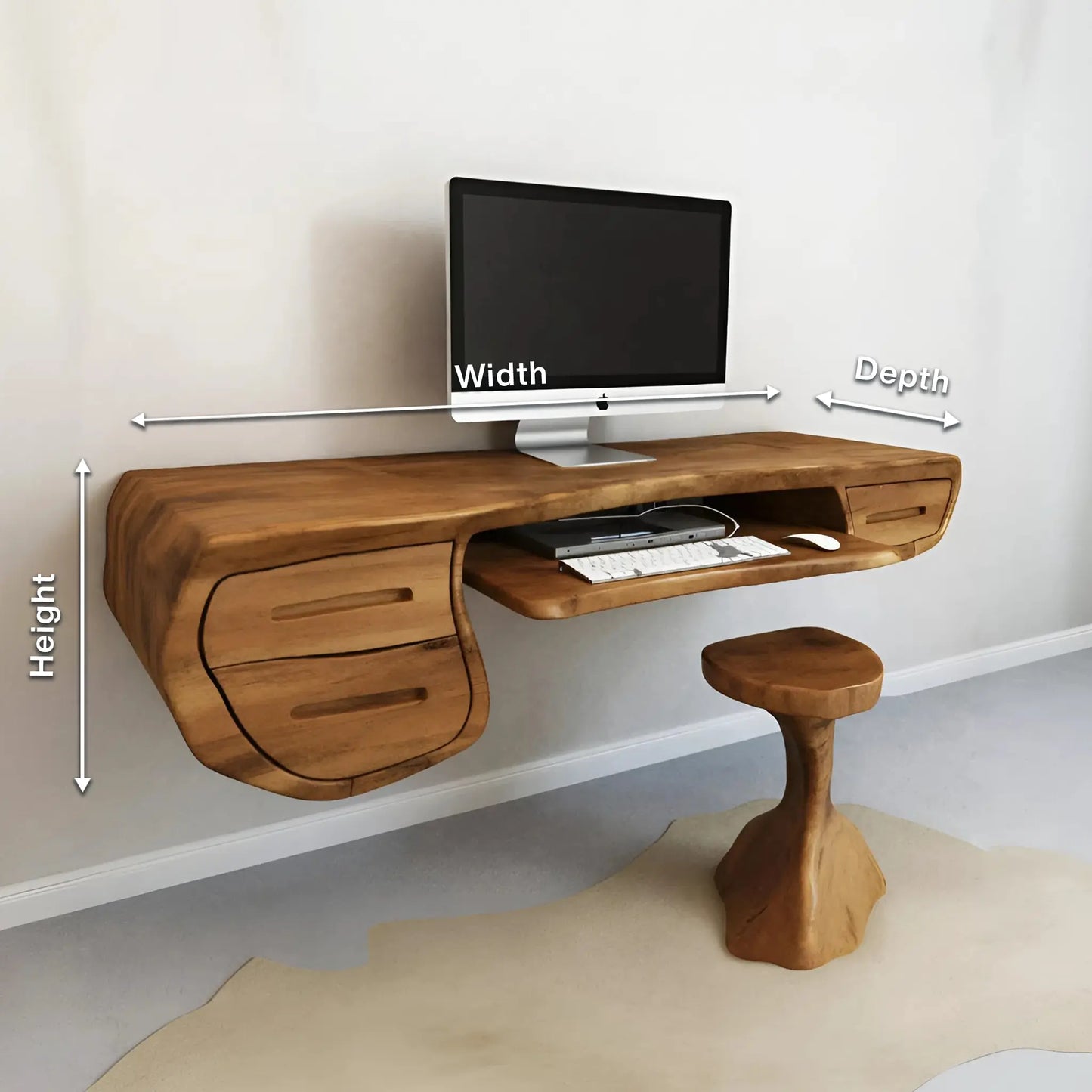 Floating Sculptural Desk With Drawers For Home Office And Studio Lynnsnail